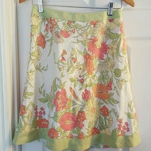 Ann Taylor Loft linen floral a-line skirt