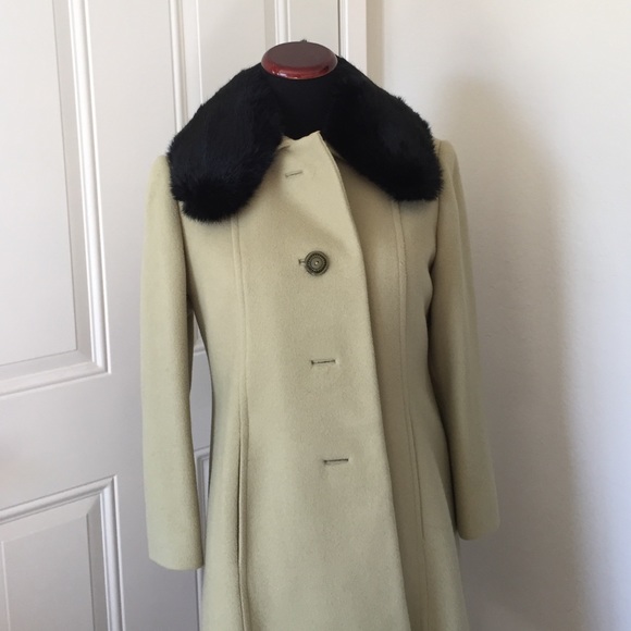 Light green yellow pea coat. Vintage