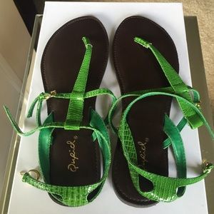 Green Strappy Sandals Size 7