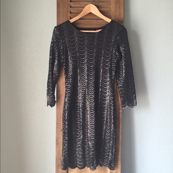 Black Sequin Mini Dress - Small