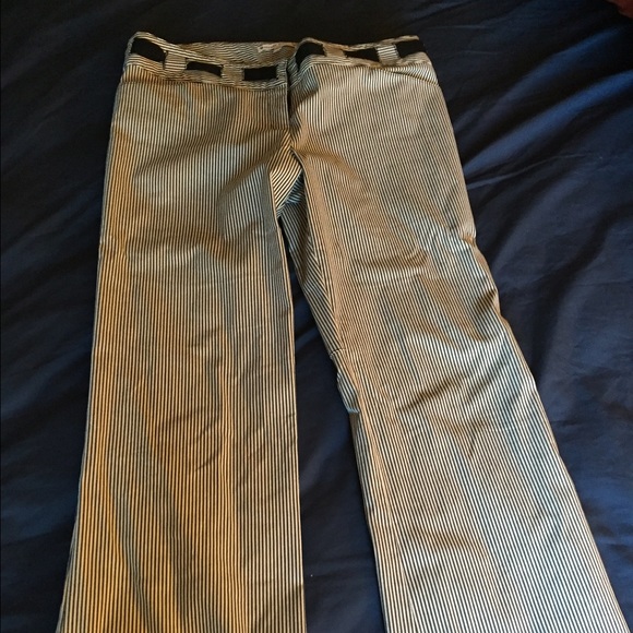 Nanette Lepore blue and white striped pants.