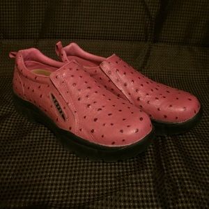 Women's Roper Pink ostrich slip on shoes
