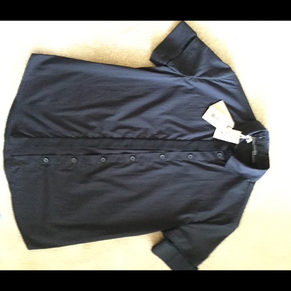 All Saints Black Double Short Sleeve Shirt w/ mesh