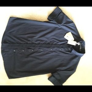 All Saints Black Double Short Sleeve Shirt w/ mesh