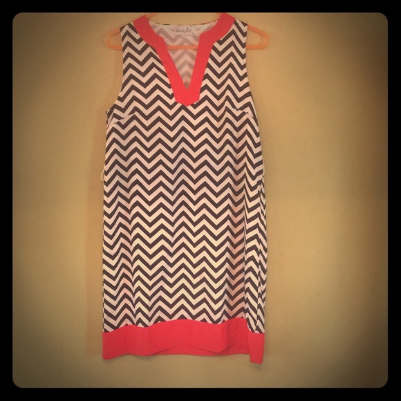 Mud Pie red and black chevron dress.