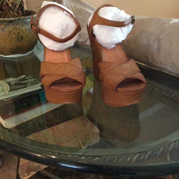 Women's brown wedge shoes