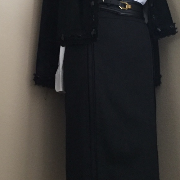 LAST DAY❗️YSL Runway Black Tuxedo Fringe Skirt 38 - Picture 2 of 4