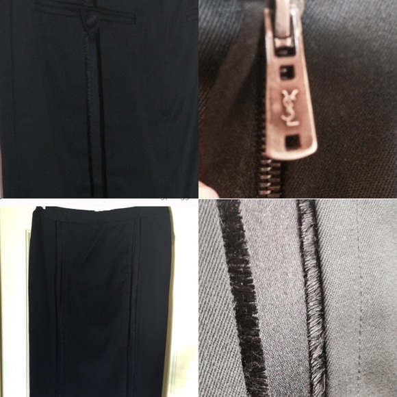 LAST DAY❗️YSL Runway Black Tuxedo Fringe Skirt 38 - Picture 4 of 4