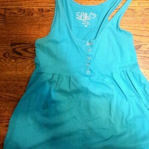 Flared blue tank top