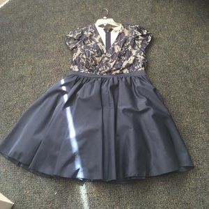 Beautiful navy dress with lace detailing