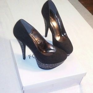 Rhinestone Studded Platform Heels