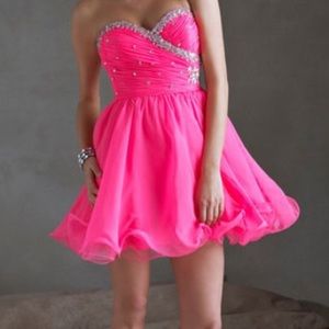 Mori Lee Fuchsia Homecoming Dress