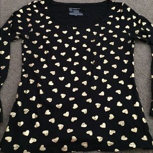 Black/Gold Heart Polka Dot Long Sleeve