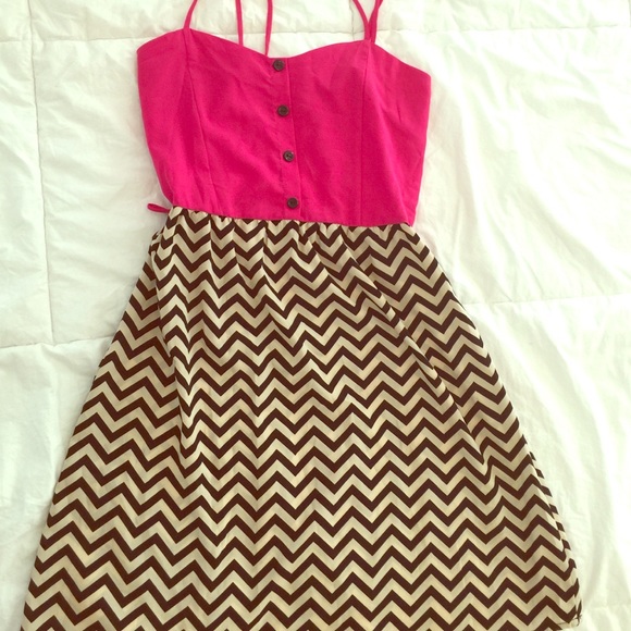 Pink & chevron dress