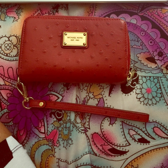 Red Michael kors wallet/ wristlet