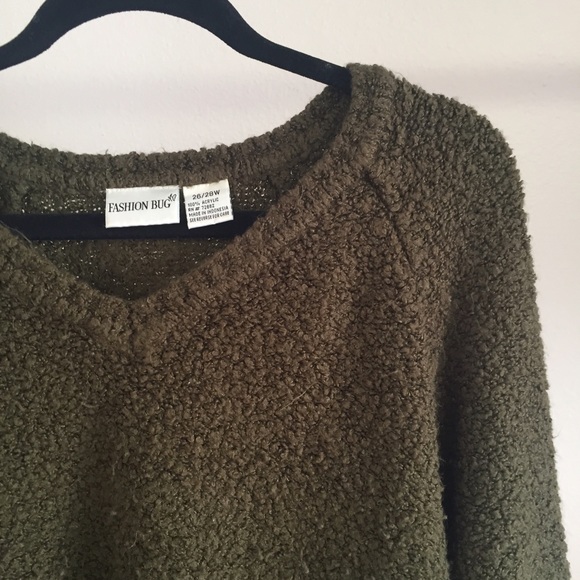 Olive green fuzzy slouchy sweater - Picture 4 of 4