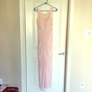 Light pink long bridesmaid dress