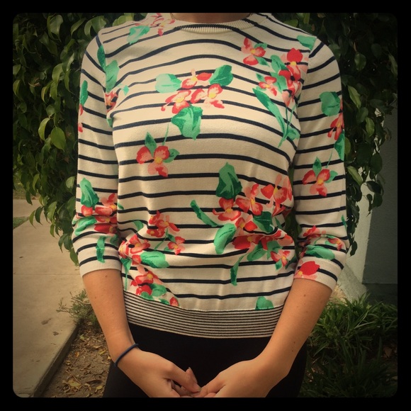 Lands End floral sweater