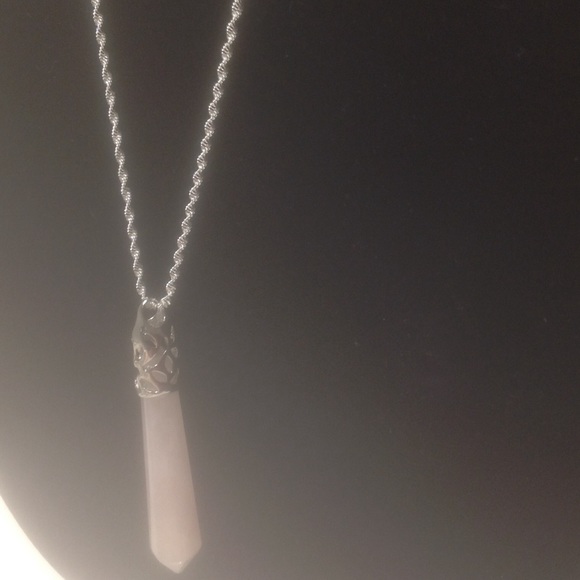 Large Genuine Rose Quartz pendant with 30" chain