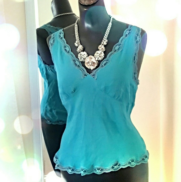 Allison Taylor 100% Silk Cami with Lace Trim