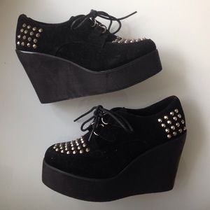 Shoes - Studded Black Flatforms Shoes - Studded Black Flatforms
