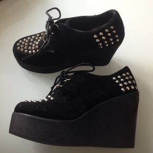 Shoes - Studded Black Flatforms Shoes - Studded Black Flatforms