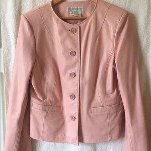 Beautiful pink leather coat.