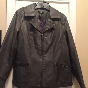 Foxy Faux Grey Leather Jacket