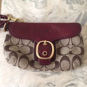 Coach Signature Bleaker Wristlet in Oxblood
