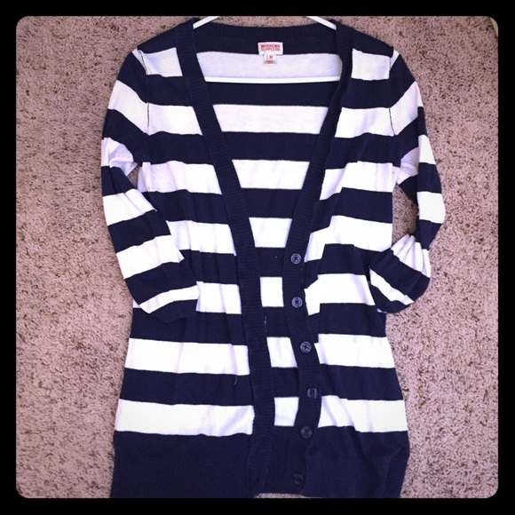Navy and white boyfriend cardigan