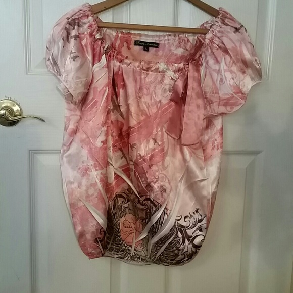 Pink blouse.