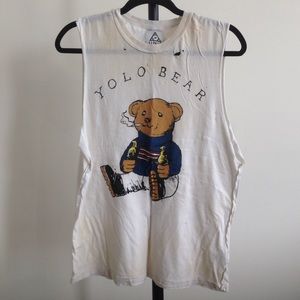 UNIF Tops - UNIF Yolo Bear Muscle Tee UNIF Tops - UNIF Yolo Bear Muscle Tee