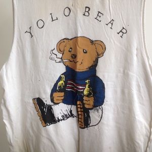 UNIF Tops - UNIF Yolo Bear Muscle Tee UNIF Tops - UNIF Yolo Bear Muscle Tee