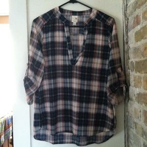 Green Plaid Blouse