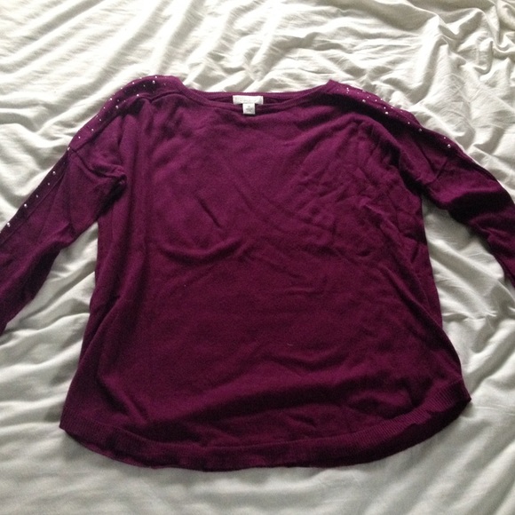 Maroon sweater with rhinestone detail