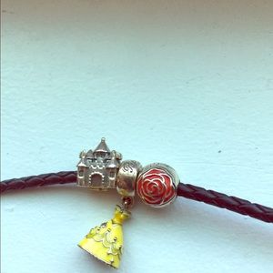 Authentic Pandora necklace with 3 Disney charms