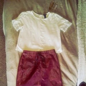 Forever 21 - White Lace Insert Cropped Blouse