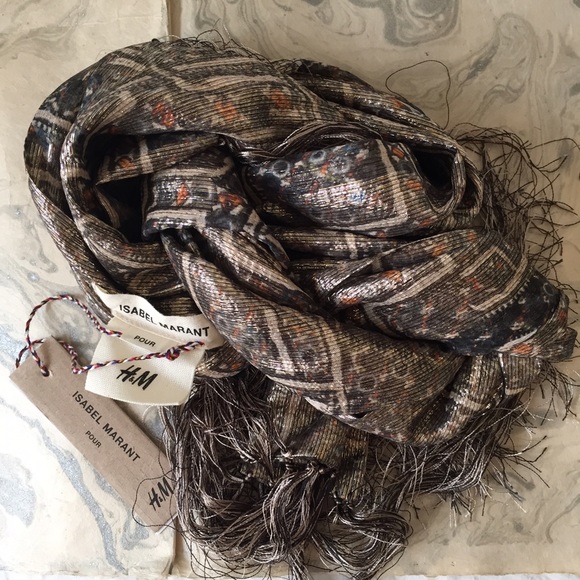 Isabel Marant X H&M- NWT Silk/ Metallic Scarf