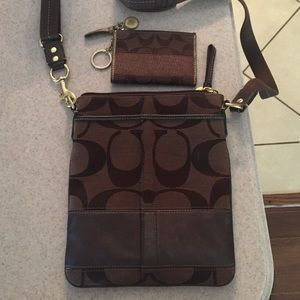 brown cross body coach purse&mini wallet