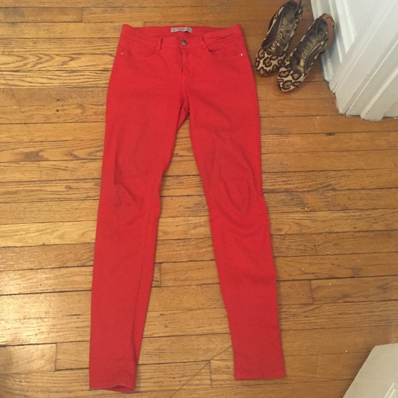 Zara red skinny jeans! Super comfy!