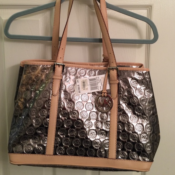 Michael Kors Large Monogram Metallic Tote