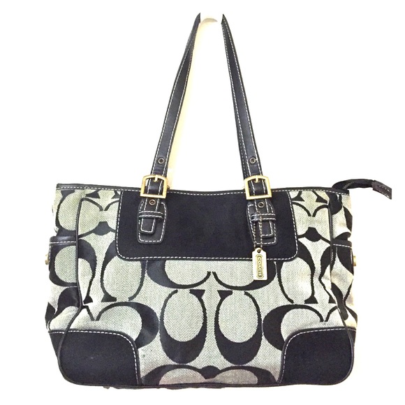 Black and gray COACH purse