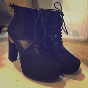 Black booties.