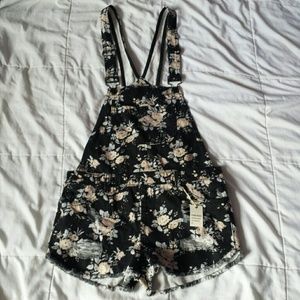 Black Floral Overalls