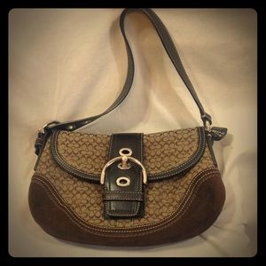 👜Coach Brown Suede Leather and Canvas Purse👜