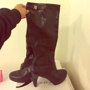 Tall black Nine West leather boots