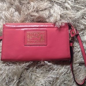 Pink leather coach wallet/wristlet