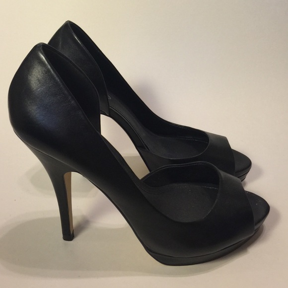 Classic black peep toe pumps