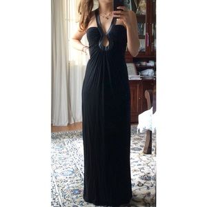 SCOOP •Black cotton dress with faux leather detail