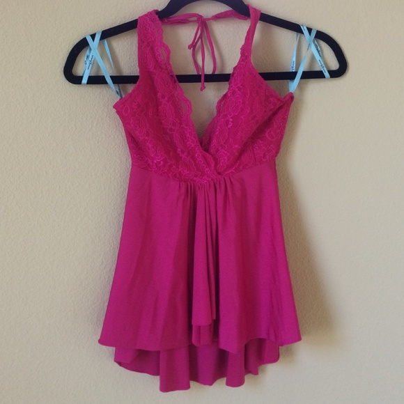 Bright pink Marciano halter top